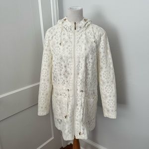 Charter Club Women's L Embroidered Lace Jacket - White